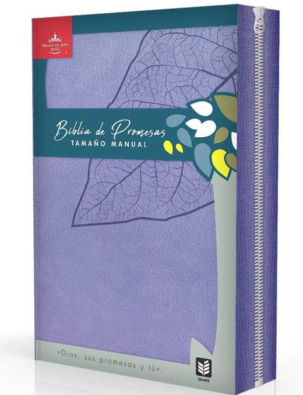 BIBLIA DE PROMESAS RVR1960 / TAMAÑO MANUAL LETRA GRANDE / PIEL ESPECIAL / LAVANDA INDICE CON. CIERRE